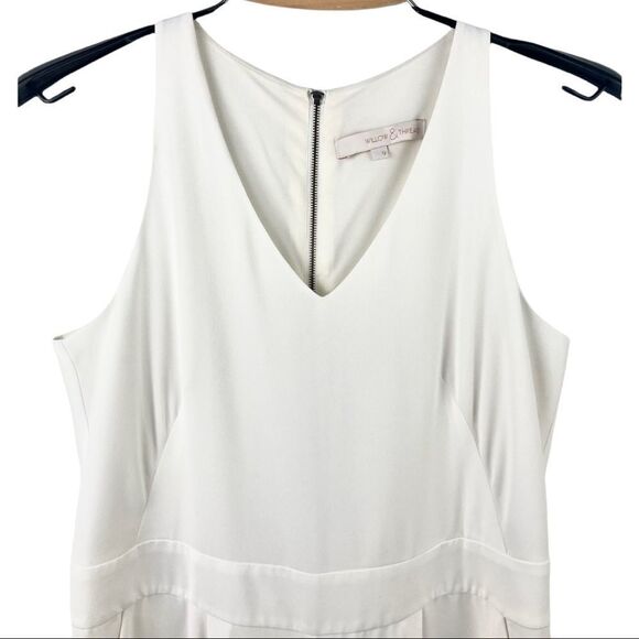 Willow & Thread White Cropped Wide Leg V Neck Sleeveless Jumpsuit Size 9/ US M - Picture 4 of 6